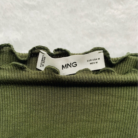 Mango Ribbed Deep Hunter Green Long Sleeve Tee | Medium - Picture 3 of 7